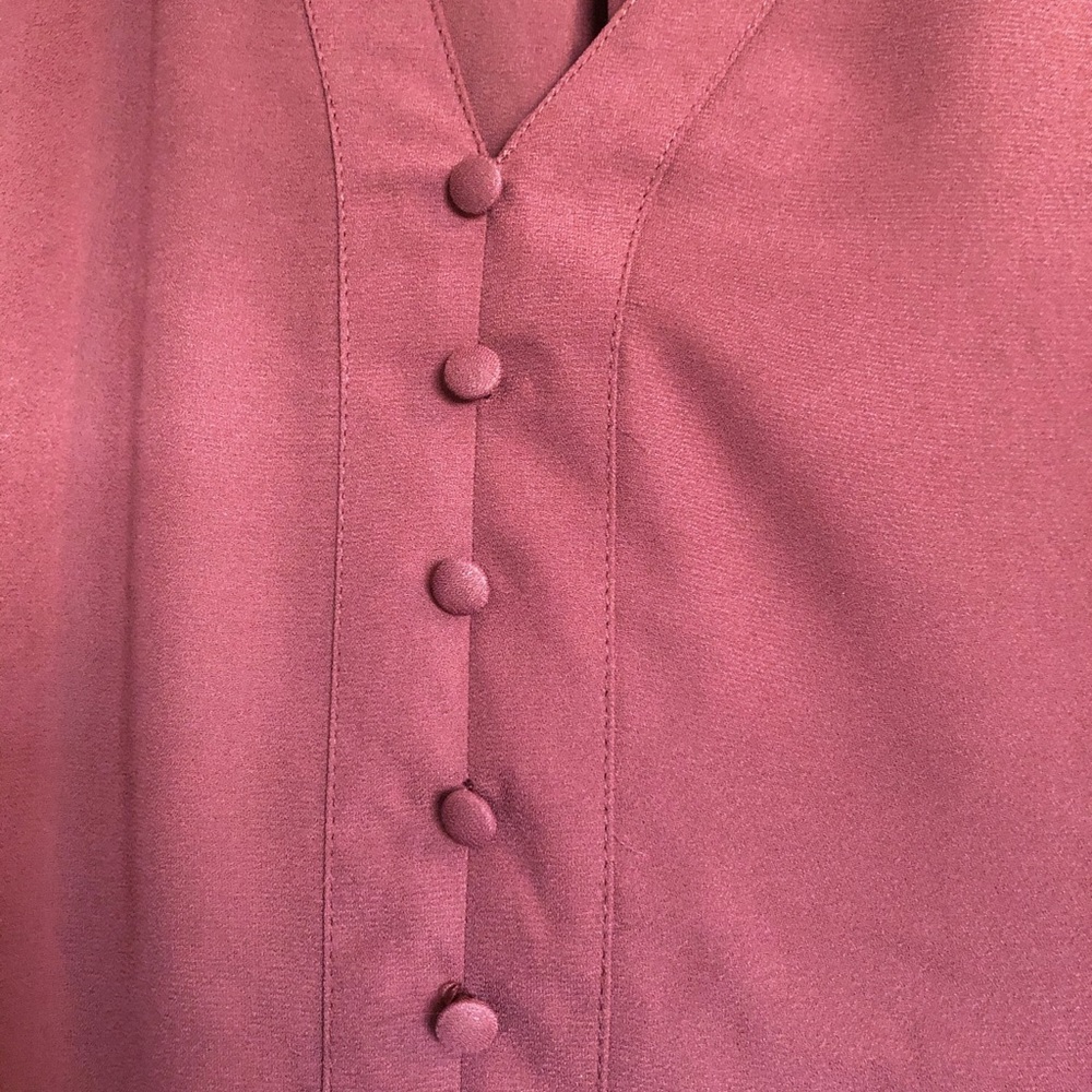 Burgundy Full Sleeve Blouse with Button Detail - Picture 3 of 5